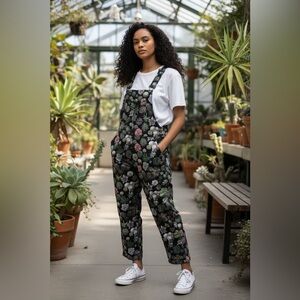 KAVU Overalls Bibs Cactus San Blas Jumpsuit Garden Plant Pocket Succulent